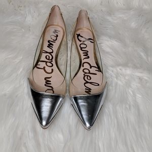 SAM EDELMAN SILVER AND GOLD FLATS